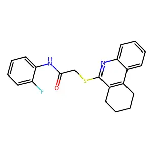 N-(2-fluorophenyl)-2-(7,8,9,10-tetrahydrophenanthridin-6-ylsulfanyl)acetamide structure