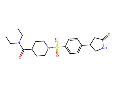 N,N-diethyl-1-[4-(5-oxopyrrolidin-3-yl)phenyl]sulfonylpiperidine-4-carboxamide structure