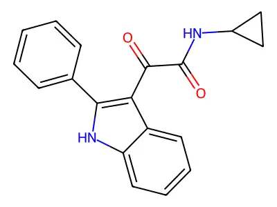 N-cyclopropyl-2-oxo-2-(2-phenyl-1H-indol-3-yl)acetamide structure
