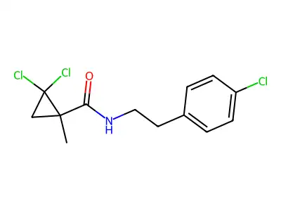 2,2-dichloro-N-[2-(4-chlorophenyl)ethyl]-1-methylcyclopropanecarboxamide structure