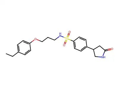 N-[3-(4-ethylphenoxy)propyl]-4-(5-oxopyrrolidin-3-yl)benzenesulfonamide structure