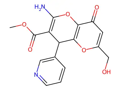 methyl 2-amino-6-(hydroxymethyl)-8-oxo-4-(pyridin-3-yl)-4,8-dihydropyrano[3,2-b]pyran-3-carboxylate structure