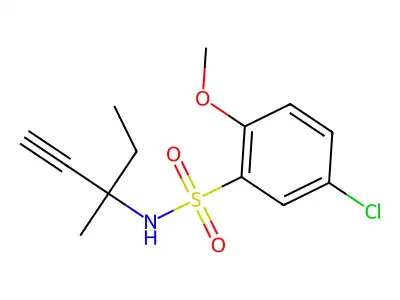 5-chloro-2-methoxy-N-(3-methylpent-1-yn-3-yl)benzenesulfonamide structure