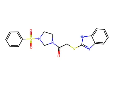 2-(1H-benzimidazol-2-ylsulfanyl)-1-[3-(phenylsulfonyl)imidazolidin-1-yl]ethanone structure