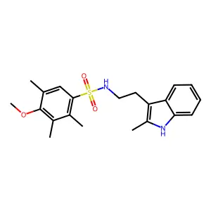 4-methoxy-2,3,5-trimethyl-N-[2-(2-methyl-1H-indol-3-yl)ethyl]benzenesulfonamide structure