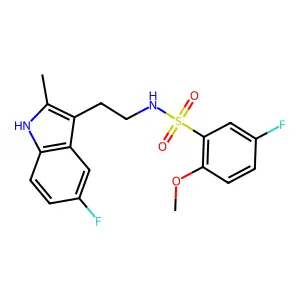 5-fluoro-N-[2-(5-fluoro-2-methyl-1H-indol-3-yl)ethyl]-2-methoxybenzenesulfonamide structure