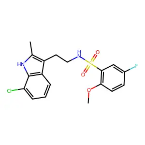 N-[2-(7-chloro-2-methyl-1H-indol-3-yl)ethyl]-5-fluoro-2-methoxybenzenesulfonamide structure