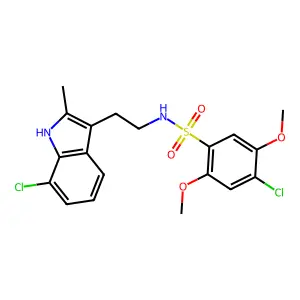 4-chloro-N-[2-(7-chloro-2-methyl-1H-indol-3-yl)ethyl]-2,5-dimethoxybenzenesulfonamide structure