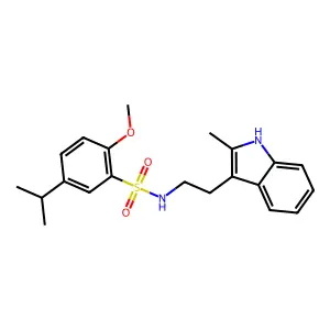2-methoxy-N-[2-(2-methyl-1H-indol-3-yl)ethyl]-5-(propan-2-yl)benzenesulfonamide structure
