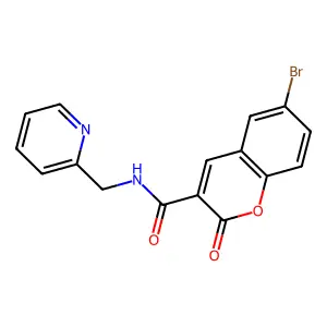 6-bromo-2-oxo-N-(pyridin-2-ylmethyl)-2H-chromene-3-carboxamide structure