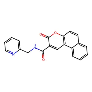3-oxo-N-(pyridin-2-ylmethyl)-3H-benzo[f]chromene-2-carboxamide structure