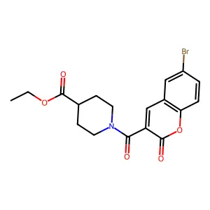 ethyl 1-(6-bromo-2-oxo-2H-chromene-3-carbonyl)piperidine-4-carboxylate structure