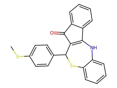 6-[4-(methylsulfanyl)phenyl]-6,12-dihydro-5H-benzo[b]indeno[1,2-e][1,4]thiazepin-5-one structure