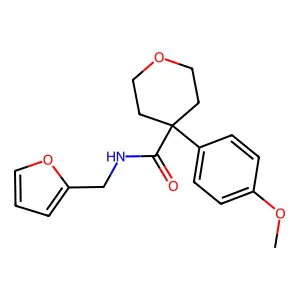 N-(furan-2-ylmethyl)-4-(4-methoxyphenyl)tetrahydro-2H-pyran-4-carboxamide structure