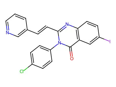 3-(4-chlorophenyl)-6-iodo-2-[(E)-2-pyridin-3-ylethenyl]quinazolin-4-one structure