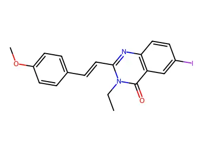 3-ethyl-6-iodo-2-[(E)-2-(4-methoxyphenyl)ethenyl]quinazolin-4-one structure