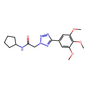 N-cyclopentyl-2-[5-(3,4,5-trimethoxyphenyl)tetrazol-2-yl]acetamide structure