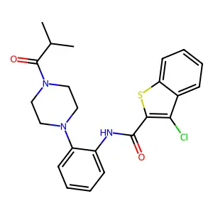 3-chloro-N-[2-[4-(2-methylpropanoyl)piperazin-1-yl]phenyl]-1-benzothiophene-2-carboxamide structure