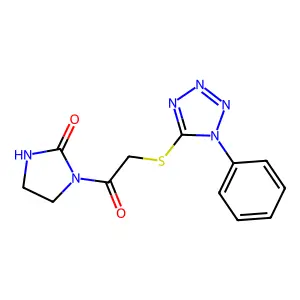 1-[2-(1-Phenyltetrazol-5-yl)sulfanylacetyl]imidazolidin-2-one structure