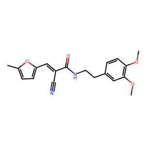 Acrylamide, 2-cyano-N-[2-(3,4-dimethoxyphenyl)ethyl]-3-(5-methylfuran-2-yl)- structure