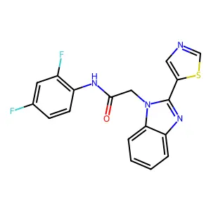 N-(2,4-Difluorophenyl)-2-(2-(thiazol-5-yl)-1H-benzo[d]imidazol-1-yl)acetamide structure