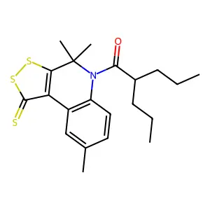 2-propyl-1-(4,4,8-trimethyl-1-thioxo-1,4-dihydro-5H-[1,2]dithiolo[3,4-c]quinolin-5-yl)pentan-1-one structure
