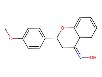 N-[2-(4-methoxyphenyl)-2,3-dihydrochromen-4-ylidene]hydroxylamine structure