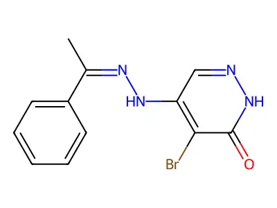 5-bromo-4-[2-(1-phenylethylidene)hydrazinyl]-1H-pyridazin-6-one structure