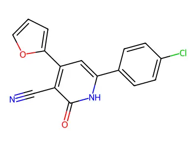 6-(4-Chlorophenyl)-4-(2-furanyl)-1,2-dihydro-2-oxo-3-pyridinecarbonitrile structure