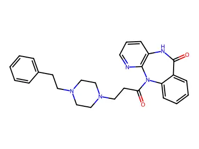 6H-Pyrido(2,3-b)(1,4)benzodiazepin-6-one, 5,11-dihydro-11-(1-oxo-3-(4-(2-phenylethyl)-1-piperazinyl)propyl)- structure