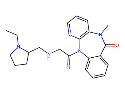 6H-Pyrido(2,3-b)(1,4)benzodiazepin-6-one, 5,11-dihydro-11-((((1-ethyl-2-pyrrolidinyl)methyl)amino)acetyl)-5-methyl- structure