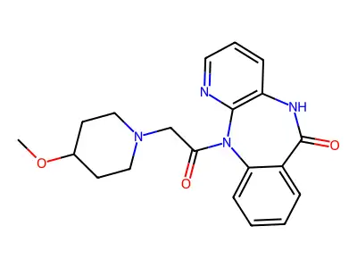 6H-Pyrido(2,3-b)(1,4)benzodiazepin-6-one, 5,11-dihydro-11-((4-methoxy-1-piperidinyl)acetyl)- structure