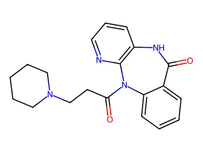 6H-Pyrido(2,3-b)(1,4)benzodiazepin-6-one, 5,11-dihydro-11-(1-oxo-3-(1-piperidinyl)propyl)- structure