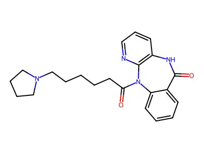 6H-Pyrido(2,3-b)(1,4)benzodiazepin-6-one, 5,11-dihydro-11-(1-oxo-6-(1-pyrrolidinyl)hexyl)- structure