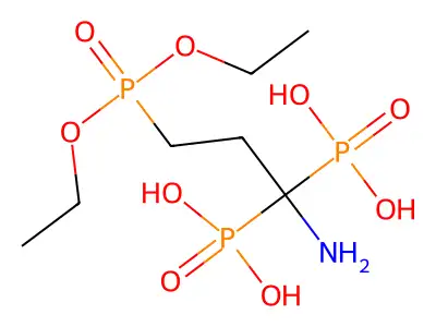 Phosphonic acid, (1-amino-3-(diethoxyphosphinyl)propylidene)bis- structure