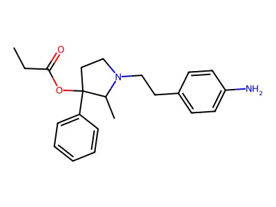 1-(p-Aminophenethyl)-2-methyl-3-phenyl-3-propionoxypyrrolidine structure