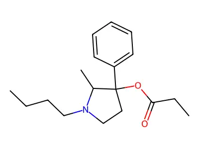 1-Butyl-2-methyl-3-phenylpyrrolidin-3-yl propanoate structure