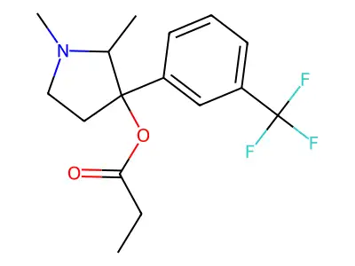 1,2-Dimethyl-3-(alpha,alpha,alpha-trifluoro-m-tolyl)-3-propionoxypyrrolidine structure