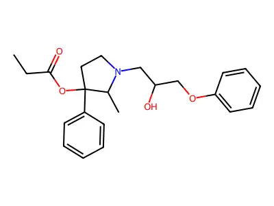 1-(2-Hydroxy-3-phenoxypropyl)-2-methyl-3-phenyl-3-propionoxypyrrolidine structure