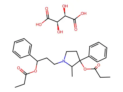 1-(3-Phenyl-3-propionoxypropyl)-2-methyl-3-phenyl-3-propionoxypyrrolidine (+)-tartrate structure