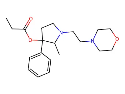 3-Pyrrolidinol, 2-methyl-1-(2-morpholinoethyl)-3-phenyl-, propionate (ester) structure