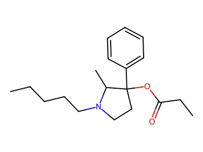 2-Methyl-1-pentyl-3-phenylpyrrolidin-3-yl propanoate structure