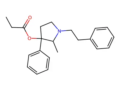 3-Pyrrolidinol, 2-methyl-1-phenethyl-3-phenyl-, propionate (ester) structure