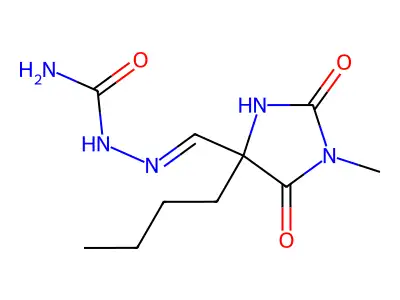 [(4-Butyl-1-methyl-2,5-dioxoimidazolidin-4-yl)methylideneamino]urea structure