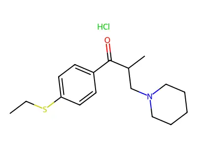 1-Propanone, 1-(4-(ethylthio)phenyl)-2-methyl-3-(1-piperidinyl)-, hydrochloride structure