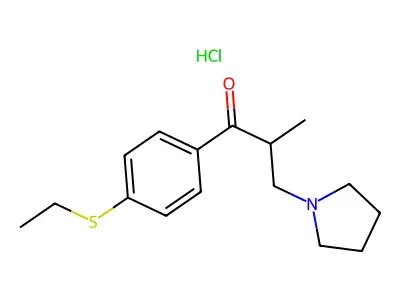 1-Propanone, 1-(4-(ethylthio)phenyl)-2-methyl-3-(1-pyrrolidinyl)-, hydrochloride structure