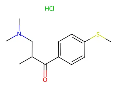 1-Propanone, 3-(dimethylamino)-2-methyl-1-(4-(methylthio)phenyl)-, hydrochloride structure