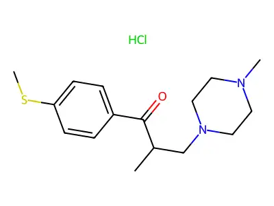 2-Methyl-3-(4-methyl-1-piperazinyl)-1-(4-(methylthio)phenyl)-1-propanone monohydrochloride structure
