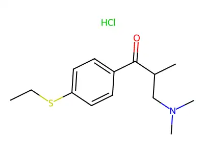 1-Propanone, 3-(dimethylamino)-1-(4-(ethylthio)phenyl)-2-methyl-, hydrochloride structure