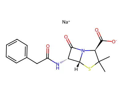 Penicillin G sodium salt powder structure